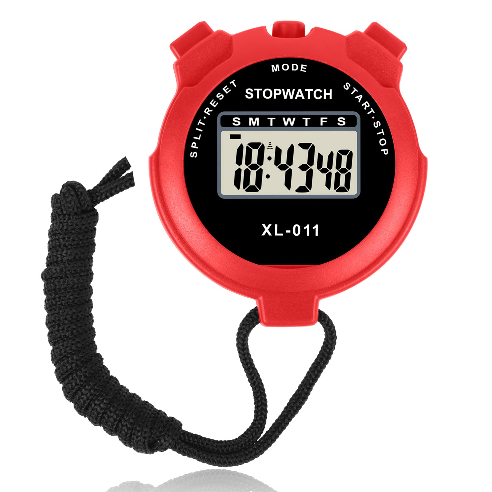 Vicloon Digital Sport Stoppuhr Timer Digitale Stoppuhr mit Großem Display Sport Stoppuhren mit Wecker Kalender Woche für Trainer Schiedsrichter Basketball Laufen Schwimmen(Rot)